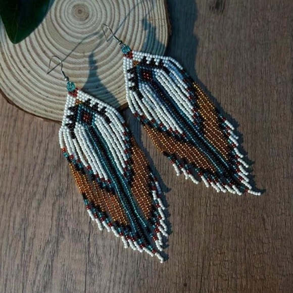 Bohemian Style Tassel Earrings with Glass Beads Dangle Earrings Vibrant - Picture 3 of 7